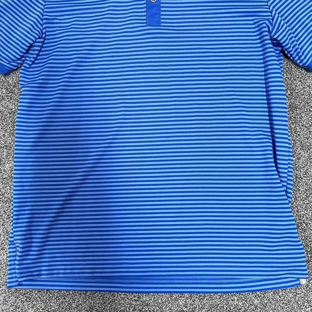 Adidas Climachill Polo Shirt Blue Striped Short Sleeve Golf Men's Medium